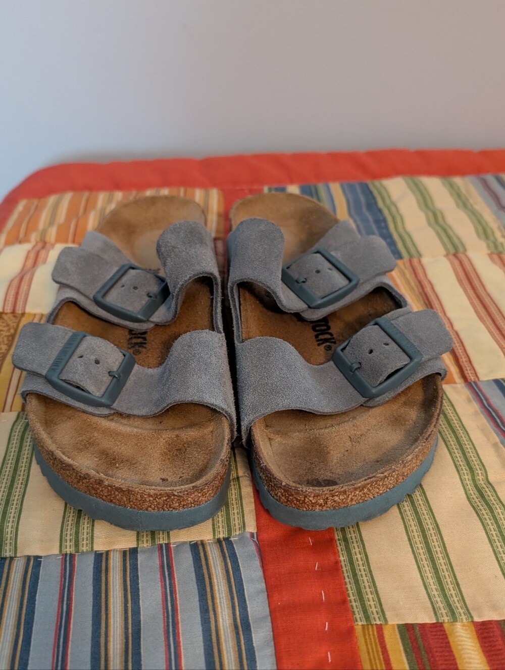 Birkenstock Arizona Double-Strap Suede Sandals in Blue Women's Size 39/N- 8